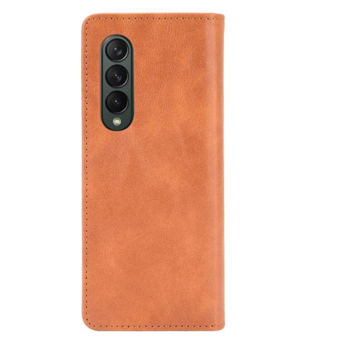 For Samsung Galaxy Z Fold4 5G Shockproof Retro Texture Phone Flip Leather Case Wallet Stand Magnetic Auto Closure Wear-resistant