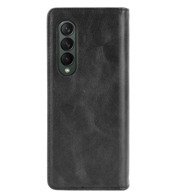 For Samsung Galaxy Z Fold4 5G Shockproof Retro Texture Phone Flip Leather Case Wallet Stand Magnetic Auto Closure Wear-resistant