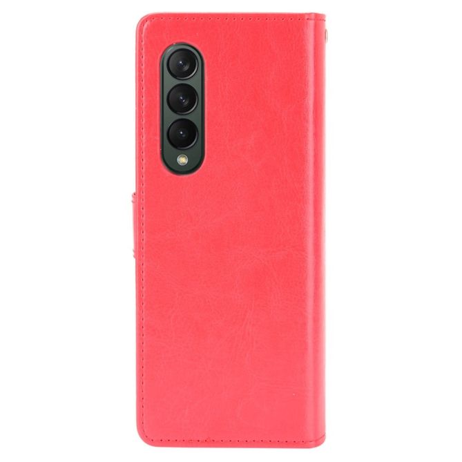 PU Leather Phone Case for Samsung Galaxy Z Fold4 5G, Crazy Horse Texture Folio Flip Cover with Stand / Card Slot