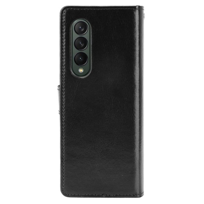 PU Leather Phone Case for Samsung Galaxy Z Fold4 5G, Crazy Horse Texture Folio Flip Cover with Stand / Card Slot