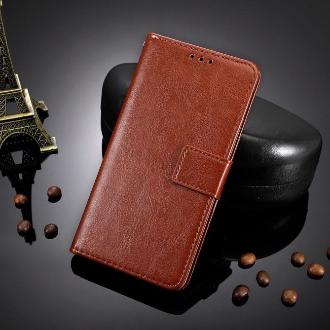 PU Leather Phone Case for Samsung Galaxy Z Fold4 5G, Crazy Horse Texture Folio Flip Cover with Stand / Card Slot