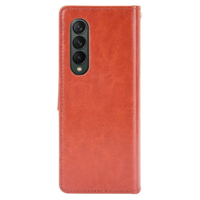 PU Leather Phone Case for Samsung Galaxy Z Fold4 5G, Crazy Horse Texture Folio Flip Cover with Stand / Card Slot