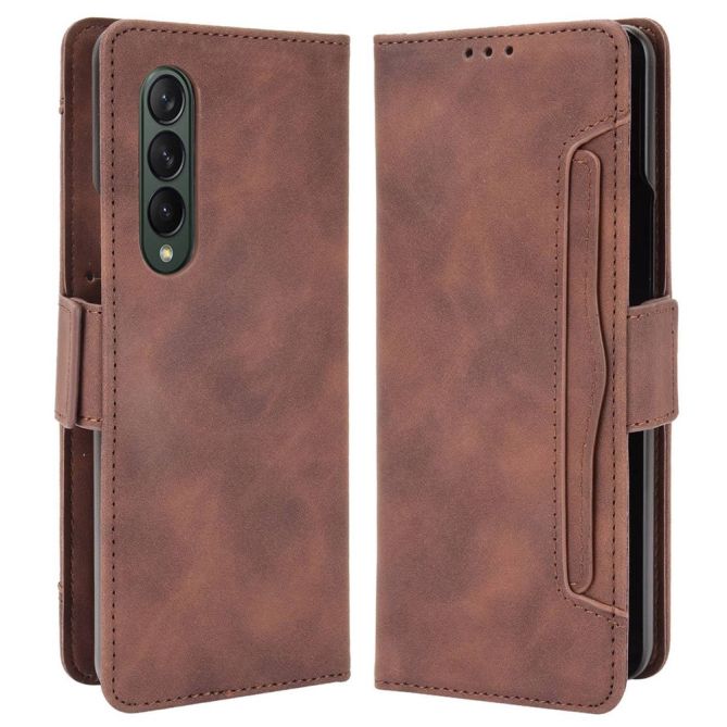 Multiple Card Slots Phone Case for Samsung Galaxy Z Fold4 5G, PU Leather Folio Flip Cover with Wallet / Stand