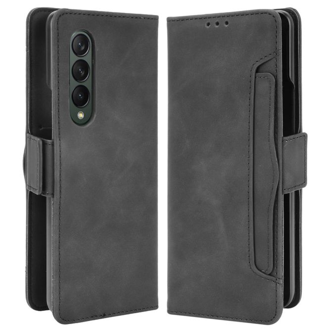 Multiple Card Slots Phone Case for Samsung Galaxy Z Fold4 5G, PU Leather Folio Flip Cover with Wallet / Stand