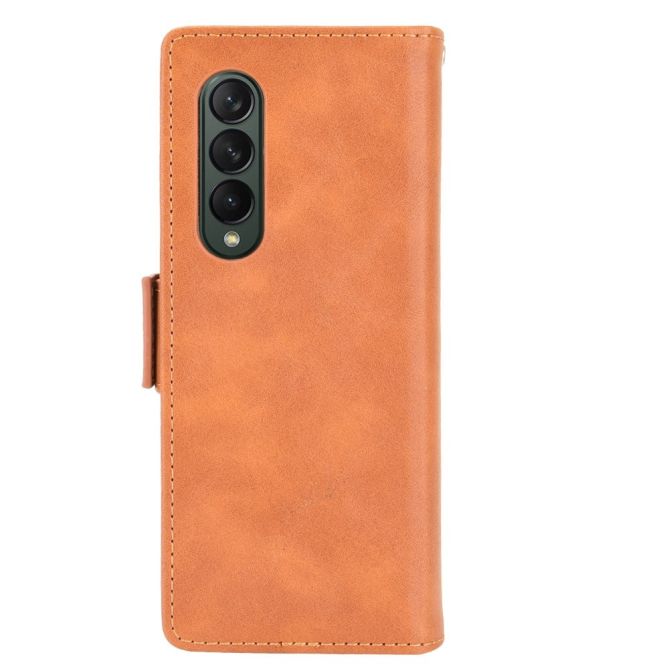 For Samsung Galaxy Z Fold4 5G Phone Case Side Magnetic Buckle Retro Style Wallet Leather Stand Phone Cover