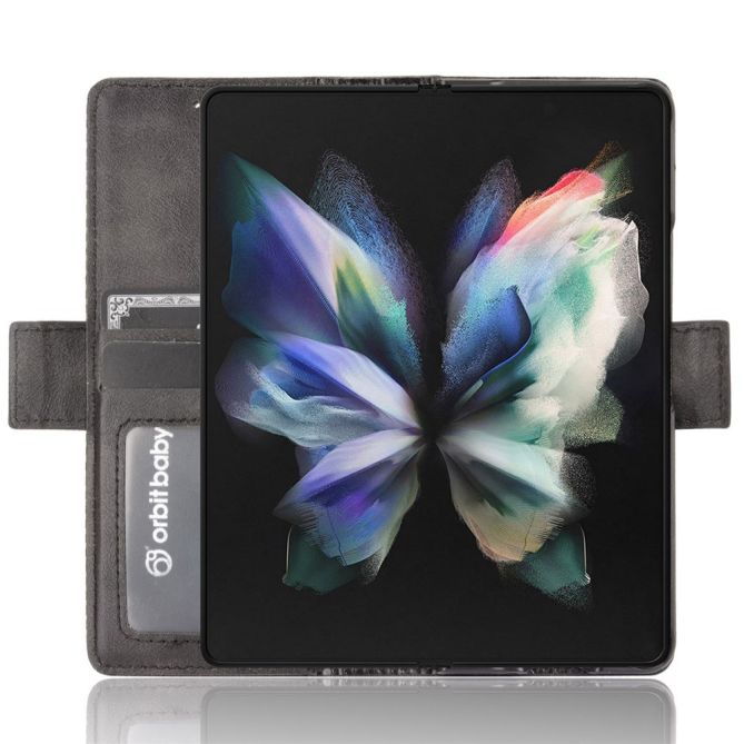 For Samsung Galaxy Z Fold4 5G Phone Case Side Magnetic Buckle Retro Style Wallet Leather Stand Phone Cover
