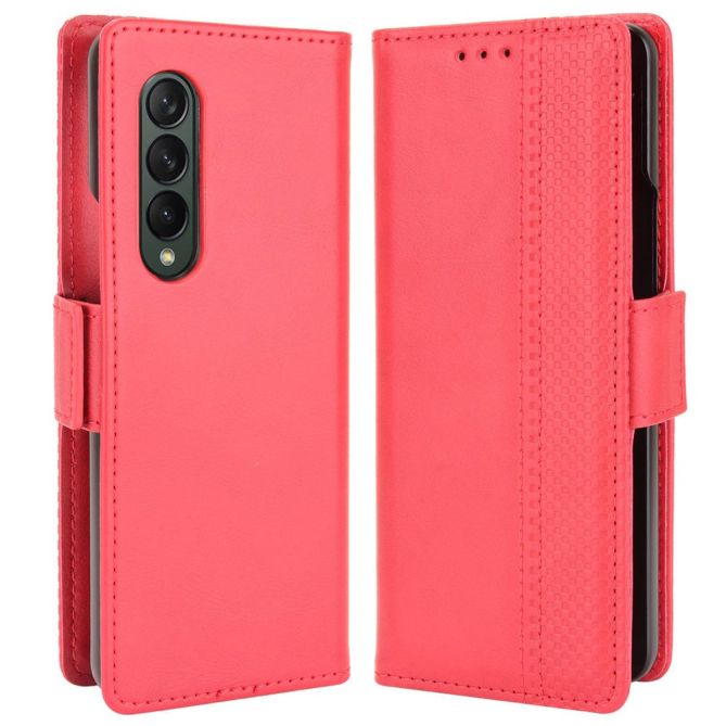 For Samsung Galaxy Z Fold4 5G Phone Case Side Magnetic Buckle Retro Style Wallet Leather Stand Phone Cover