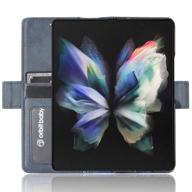 For Samsung Galaxy Z Fold4 5G Phone Case Side Magnetic Buckle Retro Style Wallet Leather Stand Phone Cover