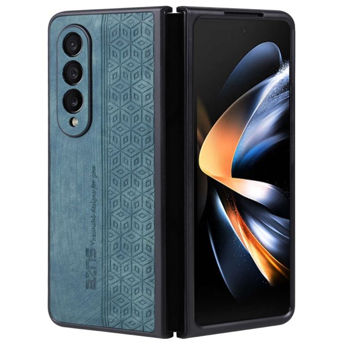 AZNS Phone Case For Samsung Galaxy Z Fold4 5G Imprinted Pattern PU Leather Coated TPU Anti-drop Back Cover