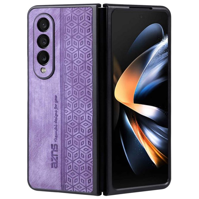 AZNS Phone Case For Samsung Galaxy Z Fold4 5G Imprinted Pattern PU Leather Coated TPU Anti-drop Back Cover