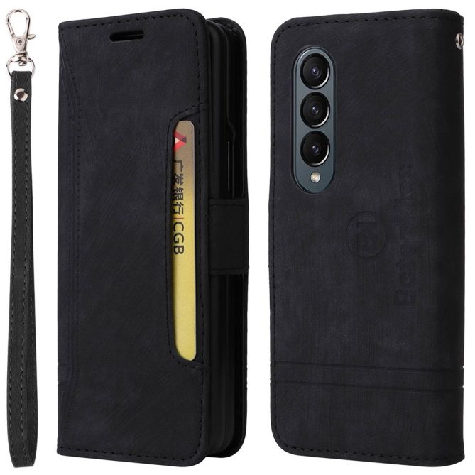 BETOPNICE 001 For Samsung Galaxy Z Fold4 5G Imprinted Stitching Line PU Leather Dual Magnetic Clasp Case Wallet Stand Phone Cove