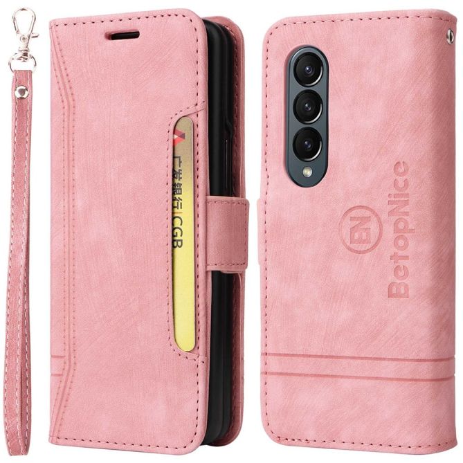 BETOPNICE 001 For Samsung Galaxy Z Fold4 5G Imprinted Stitching Line PU Leather Dual Magnetic Clasp Case Wallet Stand Phone Cove