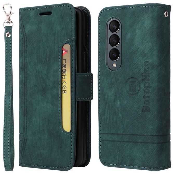 BETOPNICE 001 For Samsung Galaxy Z Fold4 5G Imprinted Stitching Line PU Leather Dual Magnetic Clasp Case Wallet Stand Phone Cove