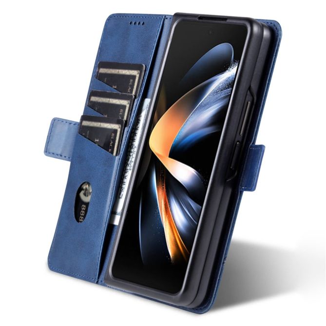 AZNS For Samsung Galaxy Z Fold4 5G Cowhide Texture PU Leather Wallet Cover Dual Magnetic Clasp Phone Case