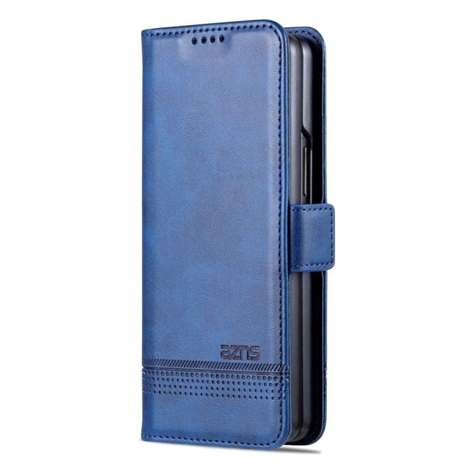 AZNS For Samsung Galaxy Z Fold4 5G Cowhide Texture PU Leather Wallet Cover Dual Magnetic Clasp Phone Case