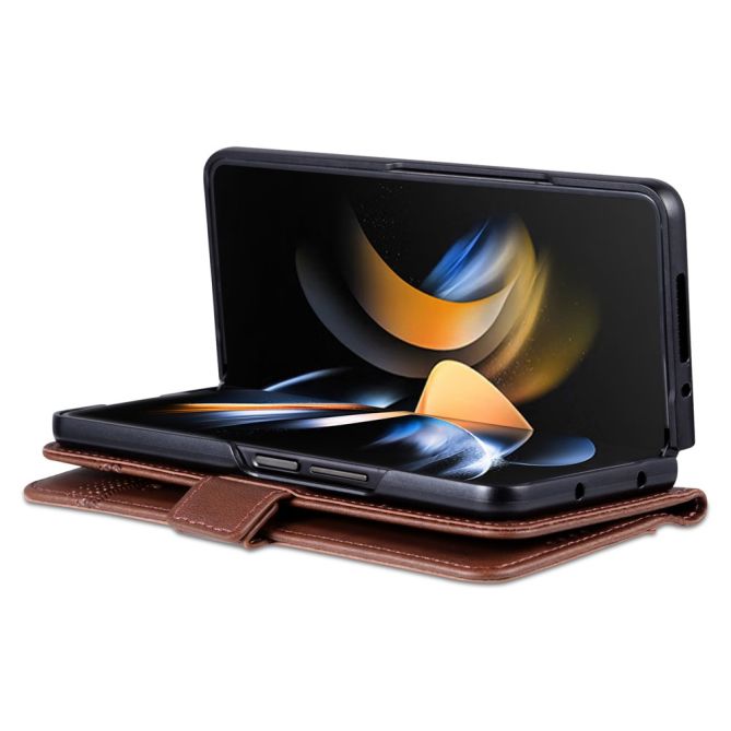 AZNS For Samsung Galaxy Z Fold4 5G Cowhide Texture PU Leather Wallet Cover Dual Magnetic Clasp Phone Case