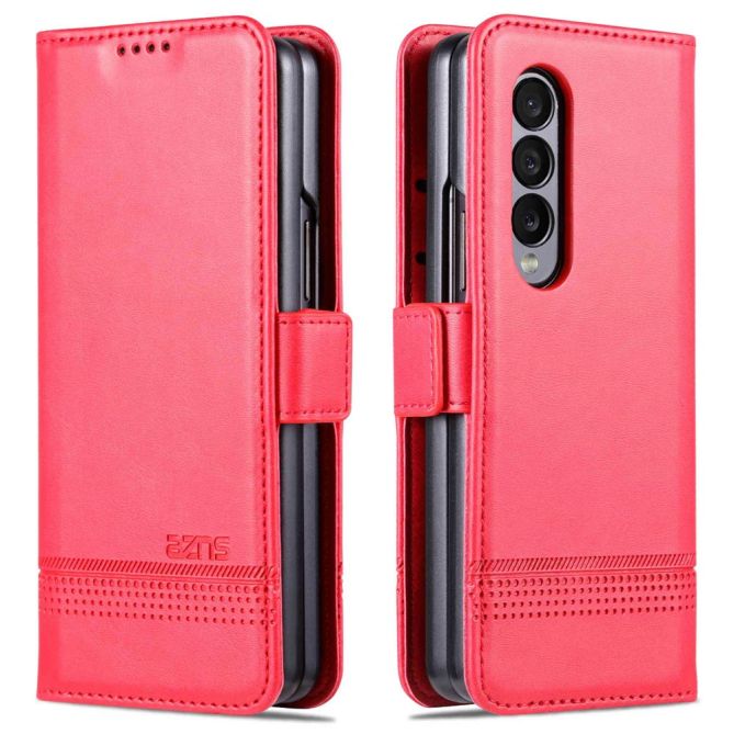 AZNS For Samsung Galaxy Z Fold4 5G Cowhide Texture PU Leather Wallet Cover Dual Magnetic Clasp Phone Case