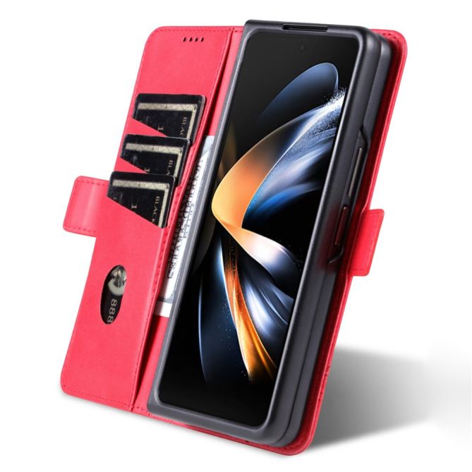 AZNS For Samsung Galaxy Z Fold4 5G Cowhide Texture PU Leather Wallet Cover Dual Magnetic Clasp Phone Case