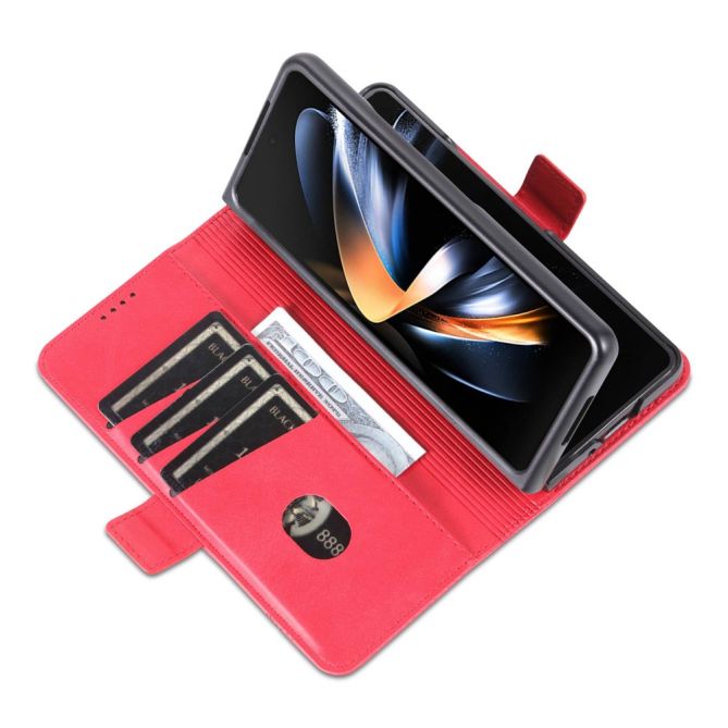 AZNS For Samsung Galaxy Z Fold4 5G Cowhide Texture PU Leather Wallet Cover Dual Magnetic Clasp Phone Case