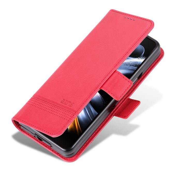 AZNS For Samsung Galaxy Z Fold4 5G Cowhide Texture PU Leather Wallet Cover Dual Magnetic Clasp Phone Case