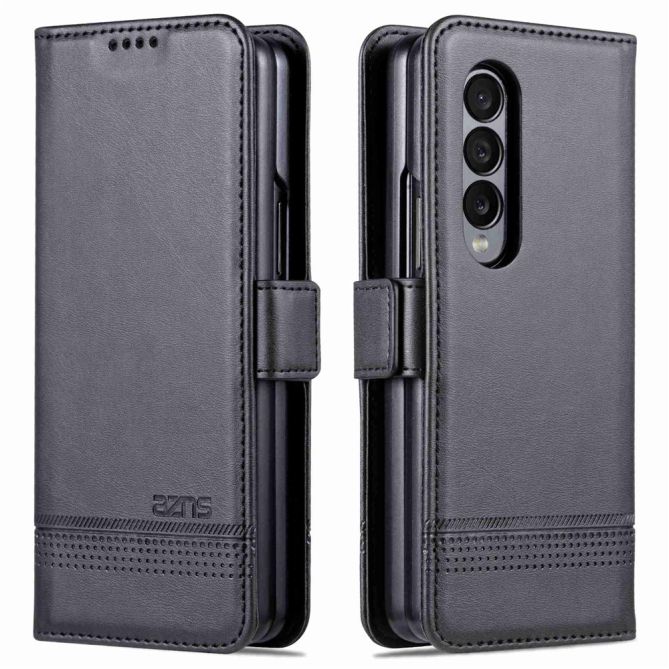AZNS For Samsung Galaxy Z Fold4 5G Cowhide Texture PU Leather Wallet Cover Dual Magnetic Clasp Phone Case