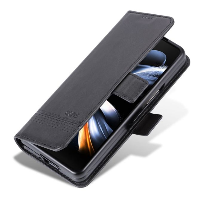AZNS For Samsung Galaxy Z Fold4 5G Cowhide Texture PU Leather Wallet Cover Dual Magnetic Clasp Phone Case