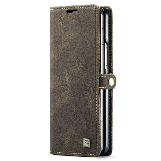 AUTSPACE A01 Series Phone Case for Samsung Galaxy Z Fold4 5G PU Leather Protective Case Magnetic Closure Vintage Matte Wallet St