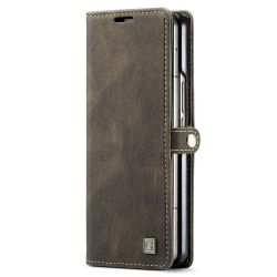 AUTSPACE A01 Series Phone Case for Samsung Galaxy Z Fold4 5G PU Leather Protective Case Magnetic Closure Vintage Matte Wallet St