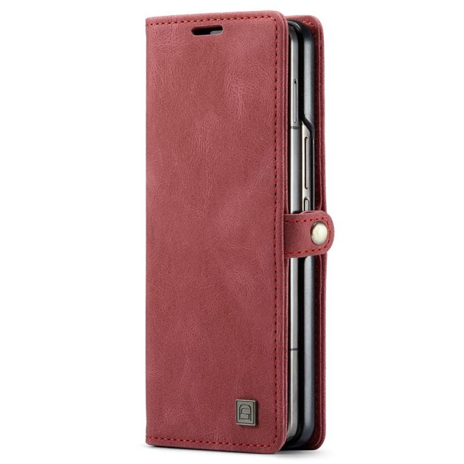 AUTSPACE A01 Series Phone Case for Samsung Galaxy Z Fold4 5G PU Leather Protective Case Magnetic Closure Vintage Matte Wallet St