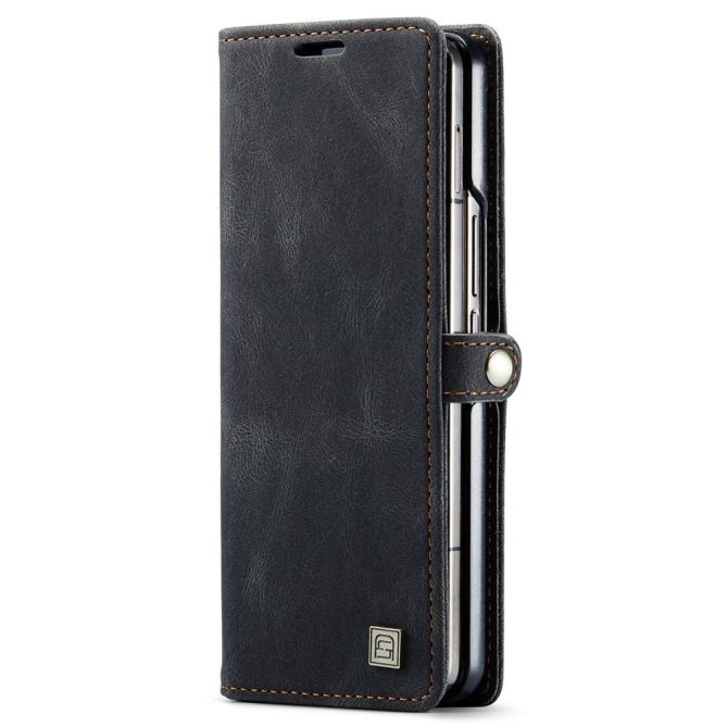 AUTSPACE A01 Series Phone Case for Samsung Galaxy Z Fold4 5G PU Leather Protective Case Magnetic Closure Vintage Matte Wallet St