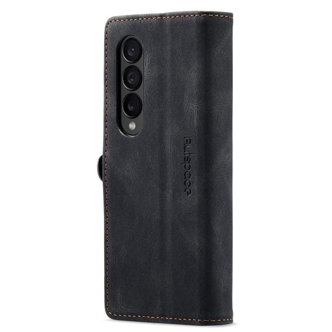 AUTSPACE A01 Series Phone Case for Samsung Galaxy Z Fold4 5G PU Leather Protective Case Magnetic Closure Vintage Matte Wallet St
