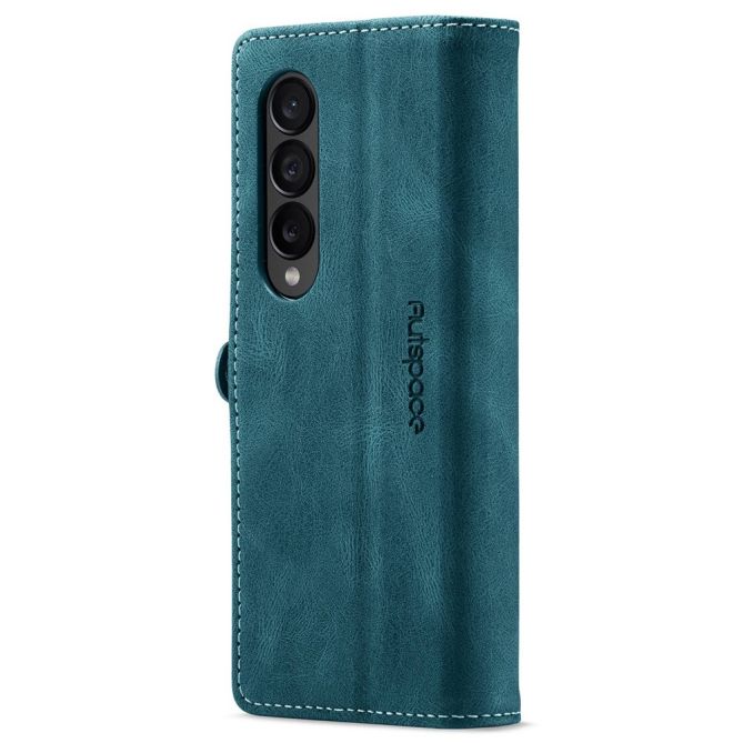 AUTSPACE A01 Series Phone Case for Samsung Galaxy Z Fold4 5G PU Leather Protective Case Magnetic Closure Vintage Matte Wallet St