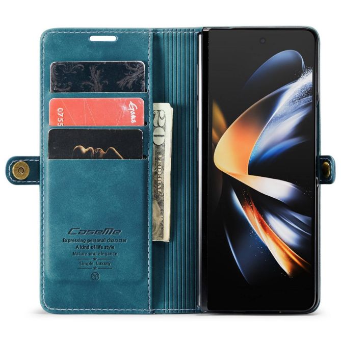 CASEME 013 Series for Samsung Galaxy Z Fold4 5G Shockproof PU Leather Wallet Case Magnetic Side Closure Stand Phone Cover