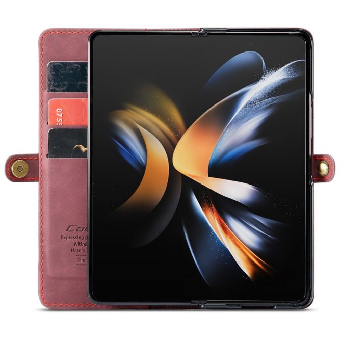 CASEME 013 Series for Samsung Galaxy Z Fold4 5G Shockproof PU Leather Wallet Case Magnetic Side Closure Stand Phone Cover