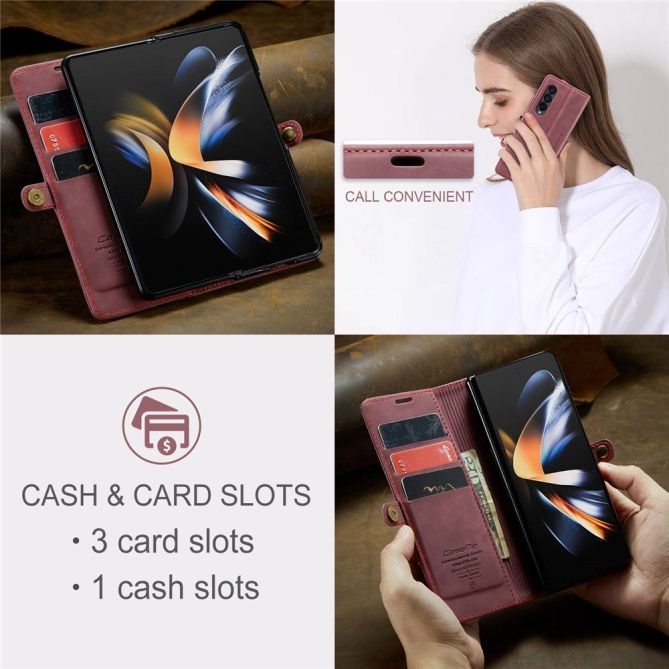 CASEME 013 Series for Samsung Galaxy Z Fold4 5G Shockproof PU Leather Wallet Case Magnetic Side Closure Stand Phone Cover