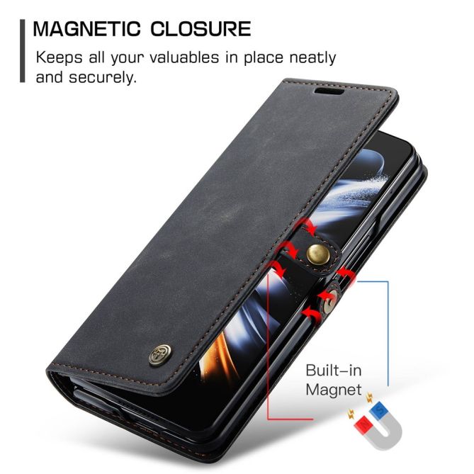 CASEME 013 Series for Samsung Galaxy Z Fold4 5G Shockproof PU Leather Wallet Case Magnetic Side Closure Stand Phone Cover