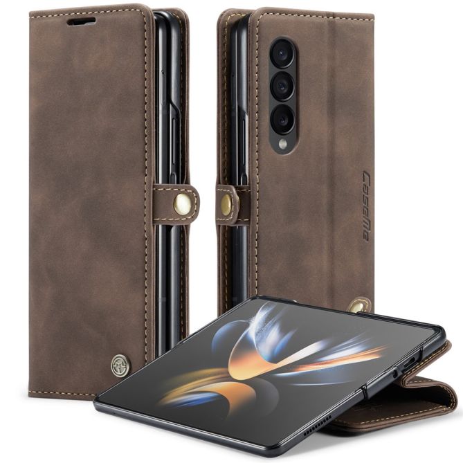 CASEME 013 Series for Samsung Galaxy Z Fold4 5G Shockproof PU Leather Wallet Case Magnetic Side Closure Stand Phone Cover