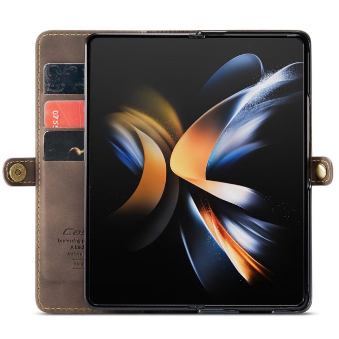 CASEME 013 Series for Samsung Galaxy Z Fold4 5G Shockproof PU Leather Wallet Case Magnetic Side Closure Stand Phone Cover