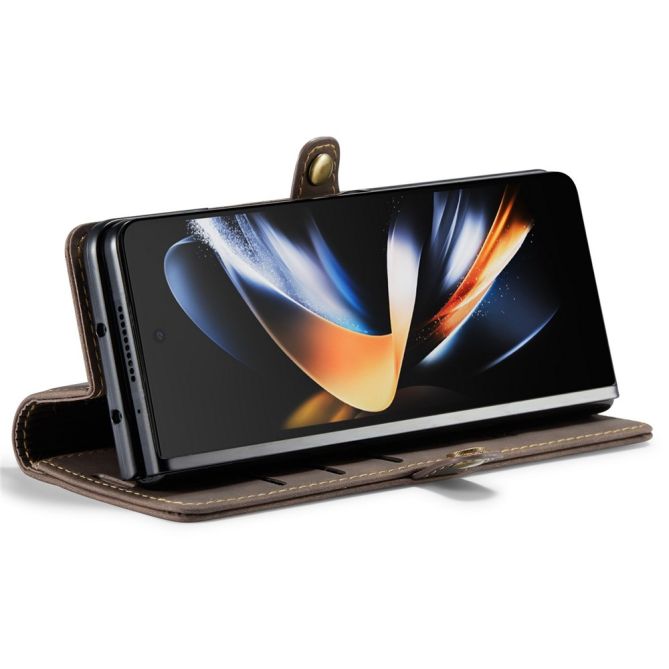 CASEME 013 Series for Samsung Galaxy Z Fold4 5G Shockproof PU Leather Wallet Case Magnetic Side Closure Stand Phone Cover
