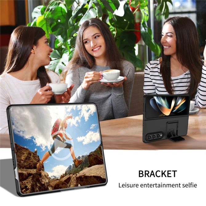For Samsung Galaxy Z Fold4 5G Case Anti-Scratch Phone Cover Hard PC Case with Kickstand