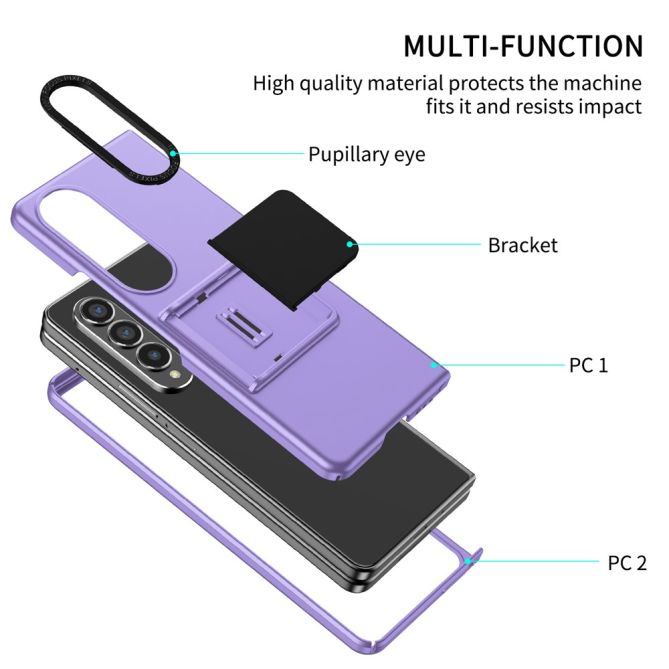For Samsung Galaxy Z Fold4 5G Case Anti-Scratch Phone Cover Hard PC Case with Kickstand