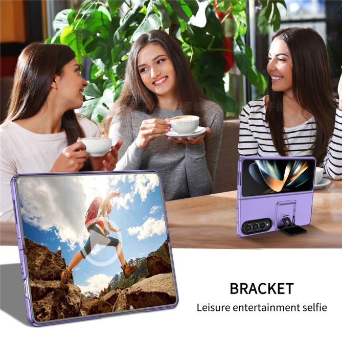 For Samsung Galaxy Z Fold4 5G Case Anti-Scratch Phone Cover Hard PC Case with Kickstand