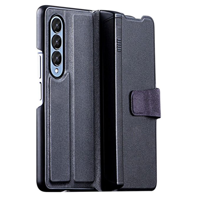 For Samsung Galaxy Z Fold4 5G PU Leather Phone Case with Magnetic Pen Holder Stand Card Slot Cover