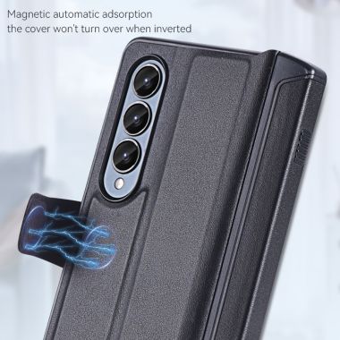 For Samsung Galaxy Z Fold4 5G PU Leather Phone Case with Magnetic Pen Holder Stand Card Slot Cover