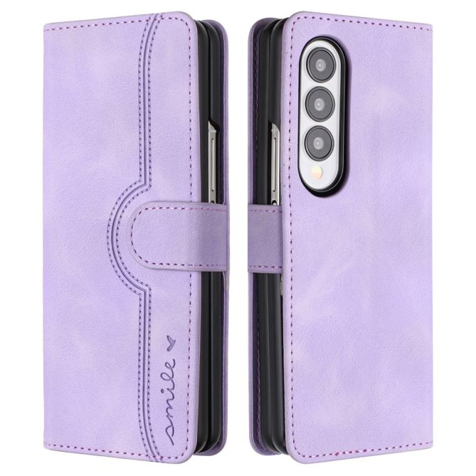 YX003 For Samsung Galaxy Z Fold4 5G PU Leather Wallet Folding Phone Case Imprinted Shockproof Cover