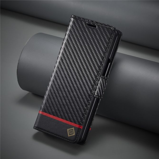 LC.IMEEKE For Samsung Galaxy Z Fold4 5G Leather Wallet Case Stand Carbon Fiber Texture Phone Cover