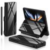 GKK For Samsung Galaxy Z Fold4 5G Case Leather+Tempered Glass+PC Pattern Phone Cover with Pen Slot