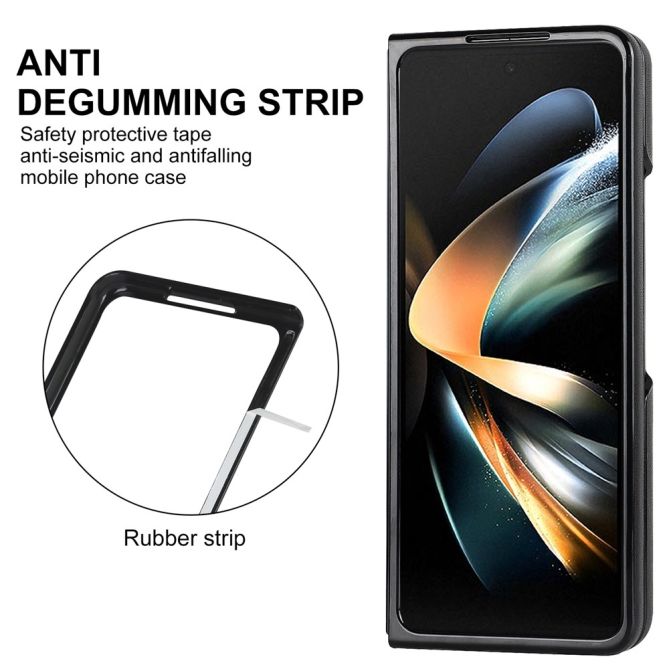 For Samsung Galaxy Z Fold4 5G PU Leather + PC Phone Case V-Shape Stitching Shockproof Folding Cover