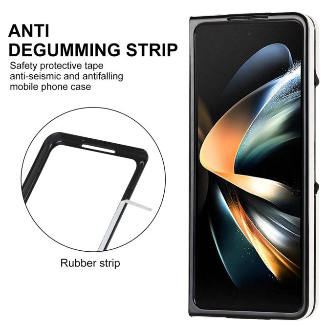 For Samsung Galaxy Z Fold4 5G PU Leather + PC Phone Case V-Shape Stitching Shockproof Folding Cover