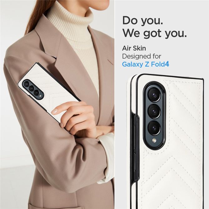 For Samsung Galaxy Z Fold4 5G PU Leather + PC Phone Case V-Shape Stitching Shockproof Folding Cover
